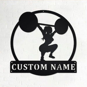 Custom Powerlifting Girl Metal Wall Art, Personalized Powerlifting Name Sign Decoration For Room, Powerlifting Metal Home Decor,Powerlifting