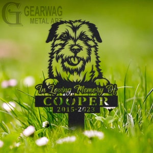 Custom Border Terrier Dog Memorial Stake, Metal Stake, Outdoor Decor, In Loving Memory, Outdoor Stake, Sympathy Sign, Grave Marker