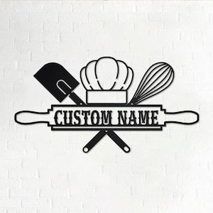 Custom Baking Metal Wall Art, Personalized Baker Name Sign Decoration For Room, Baking Home Decor, Custom Baking, Custom Baker Shop Name