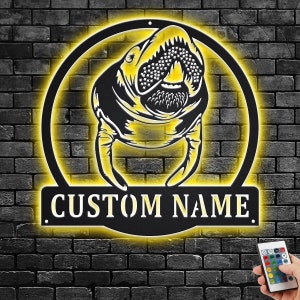 Custom Manatee Metal Wall Art With LED Light, Personalized Manatee Name Sign Decoration For Room, Manatee Metal LED Decor, Custom Manatee