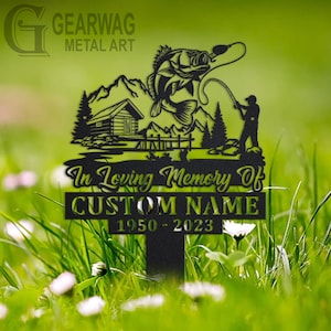 Custom Fisher Memorial Stake, Metal Stake, Outdoor Decor, In Loving Memory, Outdoor Stake, Sympathy Sign, Grave Marker, Fisher Metal Sign