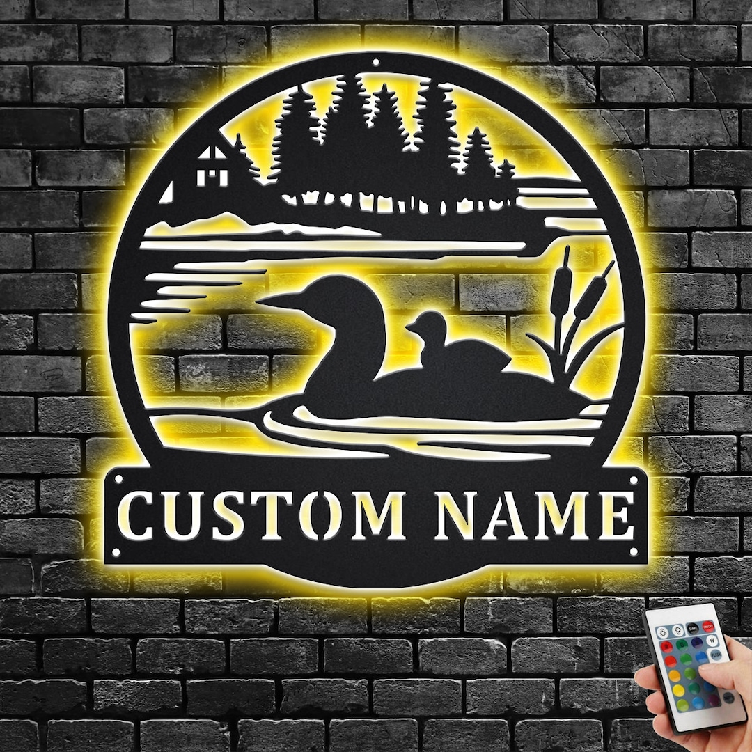 Custom Loon Duck Metal Wall Art With LED Light Personalized Etsy
