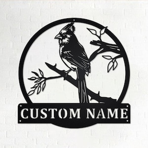 Custom Cardinal Bird Metal Wall Art, Personalized Cardinal Bird Name Sign Decoration For Room, Cardinal Bird Home Decor,Custom Cardinal Bird
