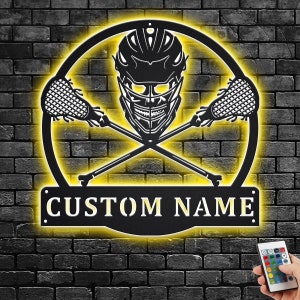 Custom Lacrosse Metal Wall Art With LED Light, Personalized Lacrosse Name Sign Decoration For Room, Lacrosse Metal Home Decor, Lacrosse