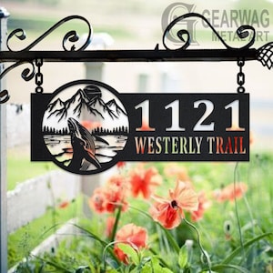 Personalized Humpback Whale Metal Address Sign House Number Hanging Address Plaque Yard Sign, Outdoor Sign Garden Stake, Custom Address Sign