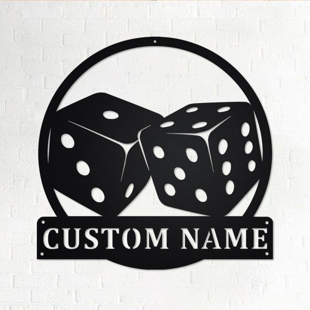 Custom Game Dice Metal Wall Art, Personalized Game Dice Name Sign