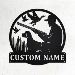 Custom Hunting Dog Metal Wall Art, Personalized Dog Hunter Name Sign Decoration For Room, Hunting Dog Home Decor, Custom Hunting Dog