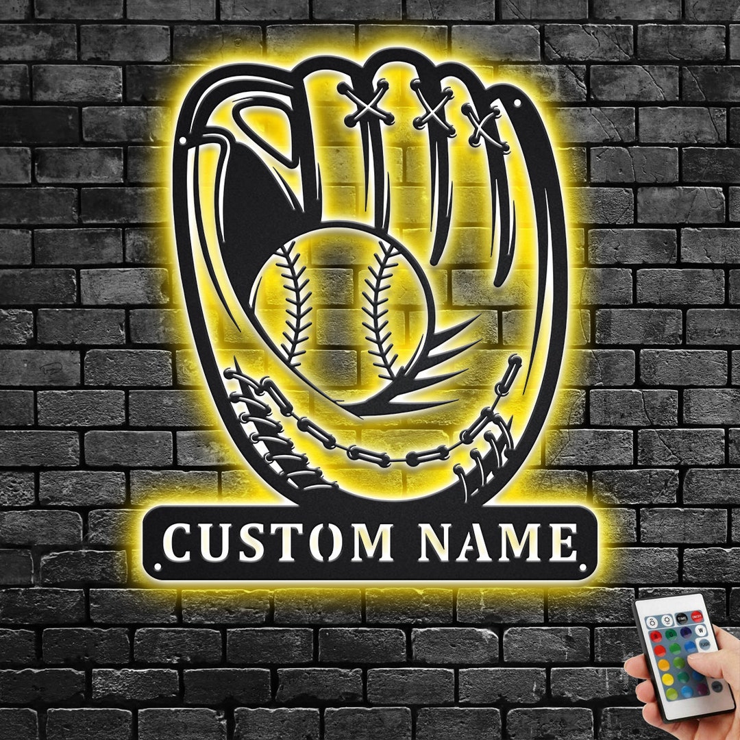 Custom Baseball Glove Metal LED Sign: Personalized Baseball Decor - Etsy