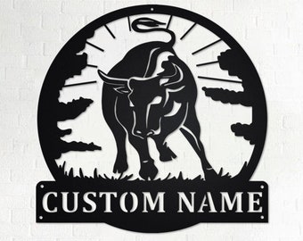 Custom Black Bull Metal Wall Art: Personalized Home Decor