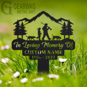 Custom Deer hunter Memorial Stake, Metal Stake, Outdoor Decor, In Loving Memory, Outdoor Stake, Sympathy Sign, Grave Marker,Deer hunter Sign