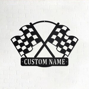 Custom Checkered Flag Metal LED Sign: Personalized Racing Decor - Etsy