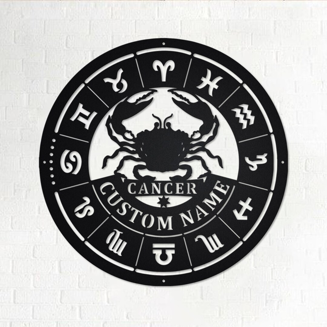Custom Cancer Zodiac Metal Wall Art Personalized Cancer Etsy