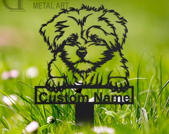 Personalisierte Bolonka Zwetna Hundegarten Metallschild, benutzerdefinierte Bolonka Zwetna Hundegarten Metallschild, Bolonka Zwetna Hundegartenpfahl