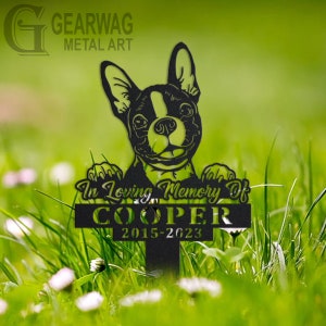 Custom Boston Terrier Dog Memorial Stake, Metal Stake, Outdoor Decor, In Loving Memory, Outdoor Stake, Sympathy Sign, Grave Marker, Dog Sign