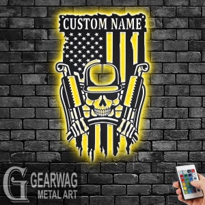Custom US Truck Driver Metal Wall Art With LED Light, Personalized Truck Driver Name Sign Decoration For Room, Truck Driver Metal LED Decor
