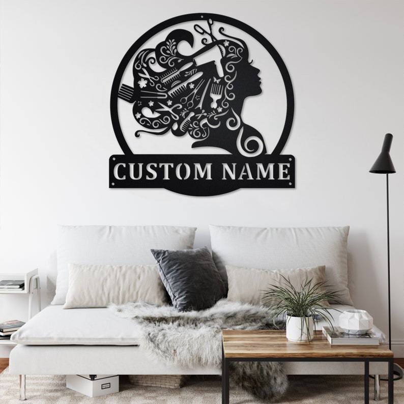 Custom Hair Dresser Metal Wall Sign – Personalized Salon Decor, Barber Shop Wall Art, Gift For Hair Stylists