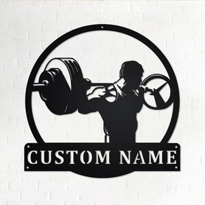 Custom Powerlifting Man Metal Wall Art, Personalized Powerlifting Name Sign Decoration For Room, Powerlifting Metal Home Decor, Powerlifting