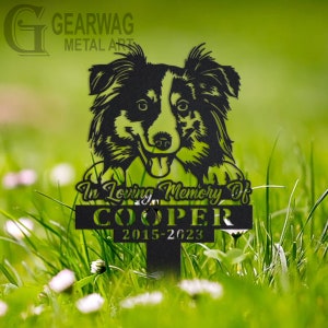 Custom Australian Shepherd Dog Memorial Stake, Metal Stake, Outdoor Decor, In Loving Memory, Outdoor Stake, Sympathy Sign, Grave Marker
