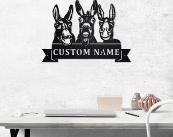 Personalized Donkey Metal Sign: Custom Powder Coated Wall Art