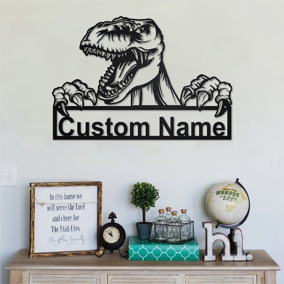 Personalized Dinosaur Metal Sign | Dinosaur Metal Wall Art