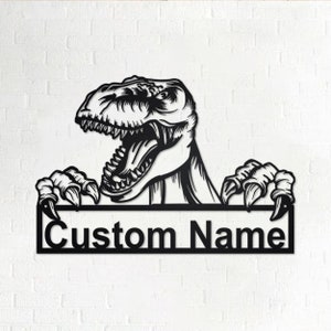 Personalized Dinosaur Metal Sign | Dinosaur Metal Wall Art | Dinosaur Metal Wall Decor | Tyrannosaurus Metal Sign | Dinosaur Lover Gift