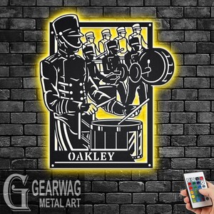 Custom Male Drumline Signage Metal Wall Art With LED Light, Personalized Drumline Team Name Sign Decoration, Male Drumline Metal LED Decor