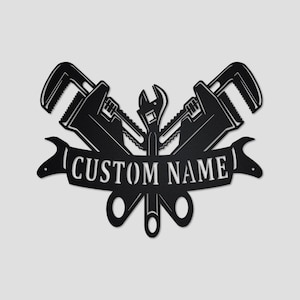 Personalized Monogram Plumber Male Metal Sign Art| Custom Plumber Metal Sign| Plumber Gifts for Men | Plumber Male Gift | Plumber metal sign