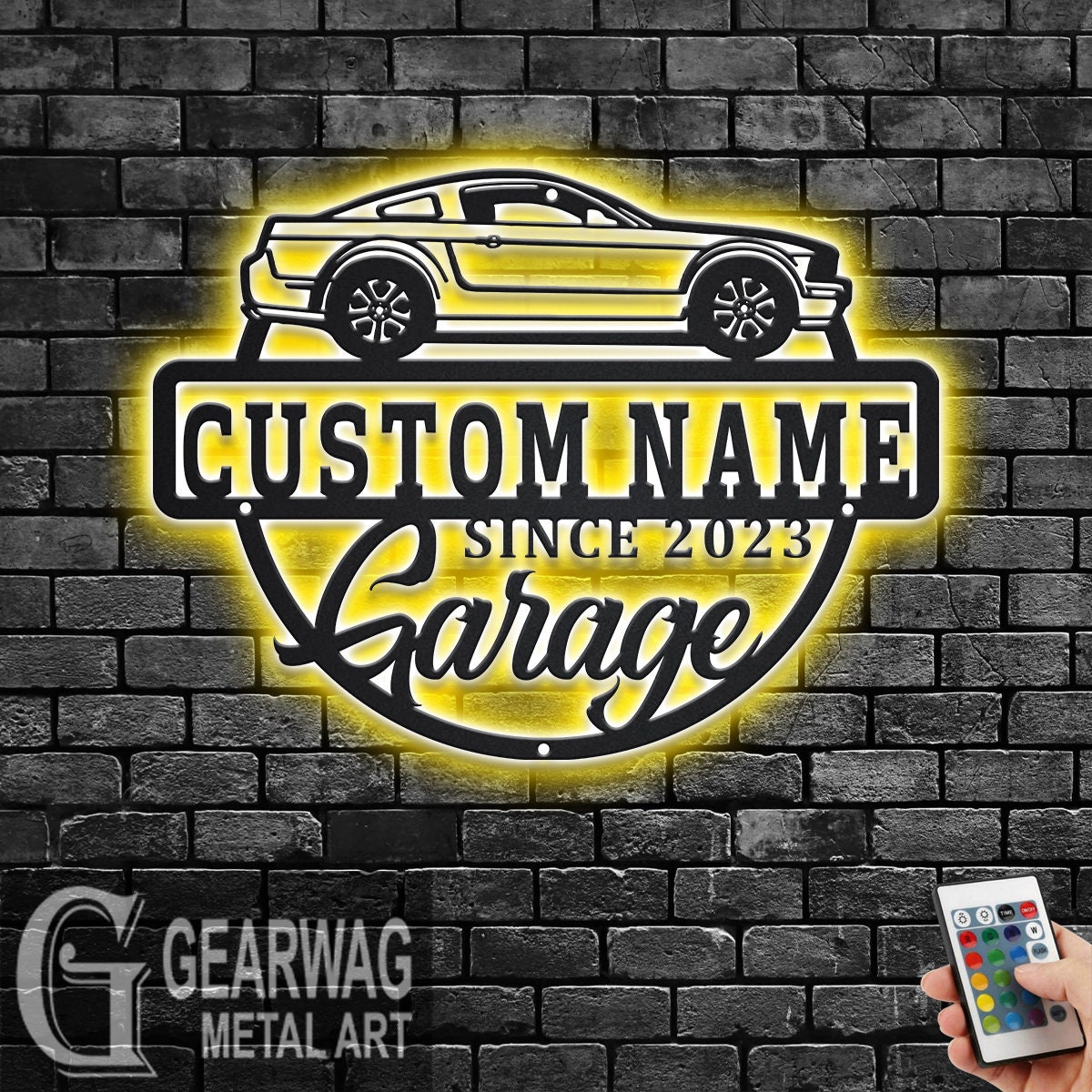 Personalized Garage Name Metal Sign With LED Lights: Custom Man
