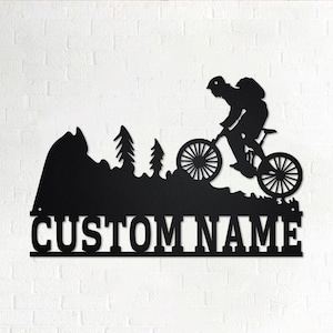 Custom Mountain Bike Metal Wall Art, Personalized Mountain Bike Name Sign Decoration For Room, Mountain Bike Home Decor Custom Mountain Bike