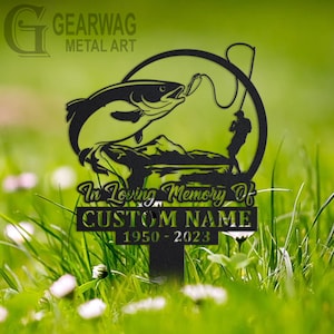 Custom Fisher Memorial Stake, Metal Stake, Outdoor Decor, In Loving Memory, Outdoor Stake, Sympathy Sign, Grave Marker, Fisher Metal Sign