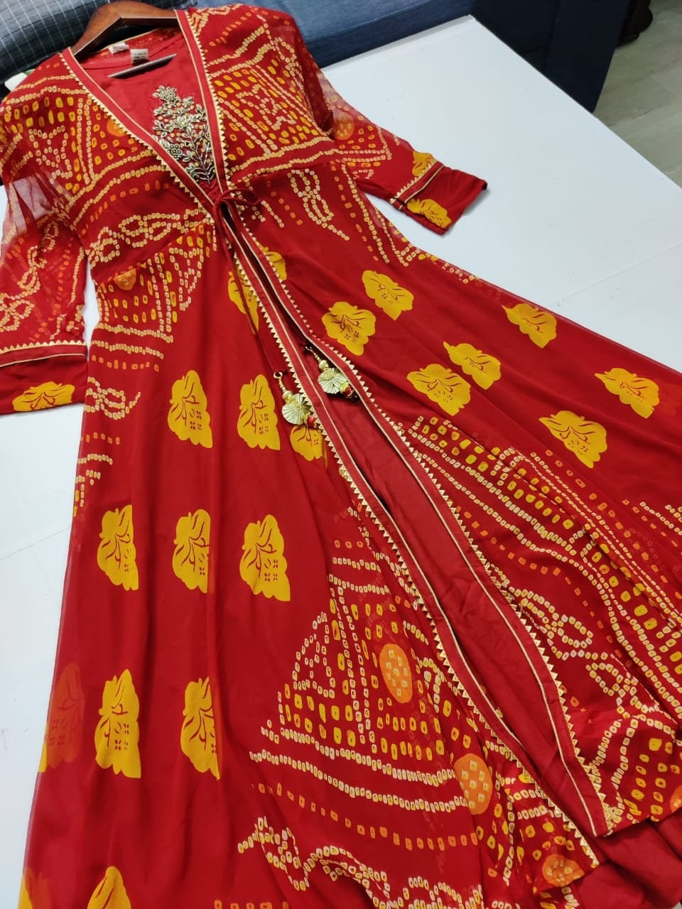 Red Bandhej Kurti Shrug setfor Women GirlsKurta Etsy