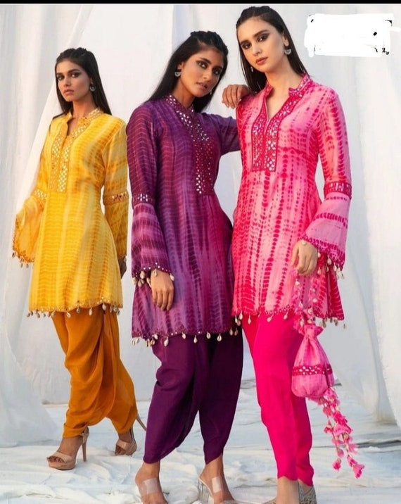 Buy The Hope Women's Rayon Asymmetric Tunic Kurti With Dhoti Pant  (TH-K22368_Black_XS) at Amazon.in