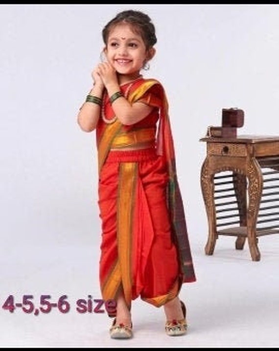 Xxx Marathi School Girl - Baby Girl Saree for Kids/maharashtrian Kastha Marathi Kashta - Etsy Sweden