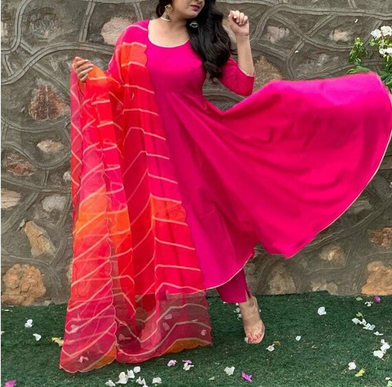 Bandani Bandhej Lehariya Anarkali Kurti 