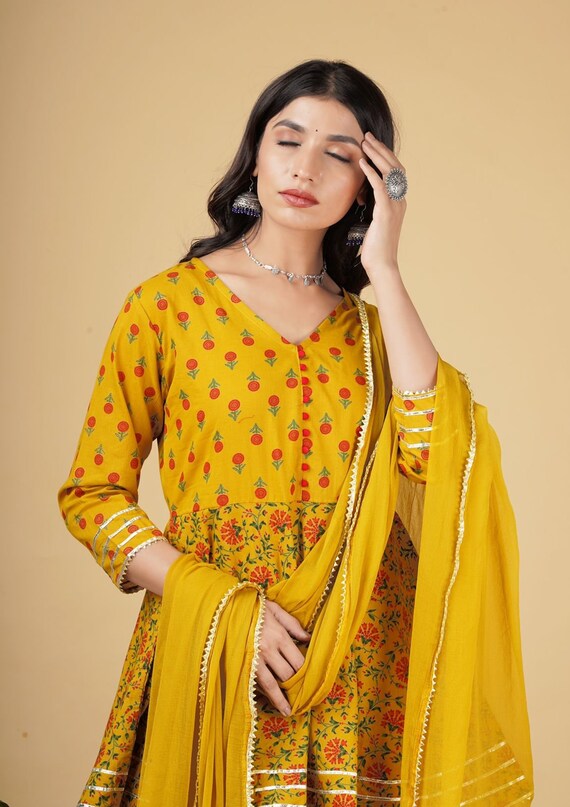 Cotton Peplum Kurti Sharara Chiffon 