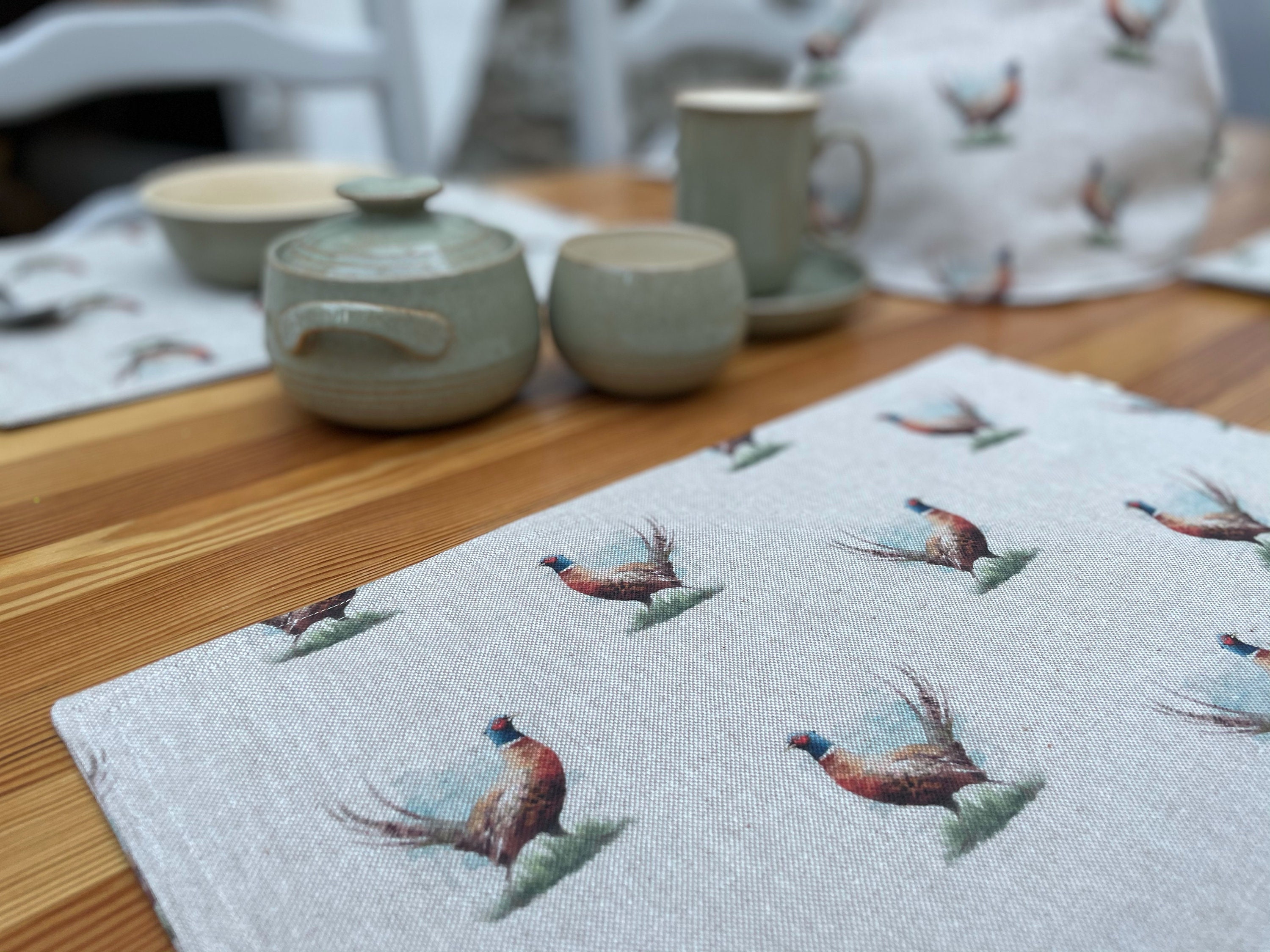 Pheasant Placemats Linen Placemats reversible washable Etsy