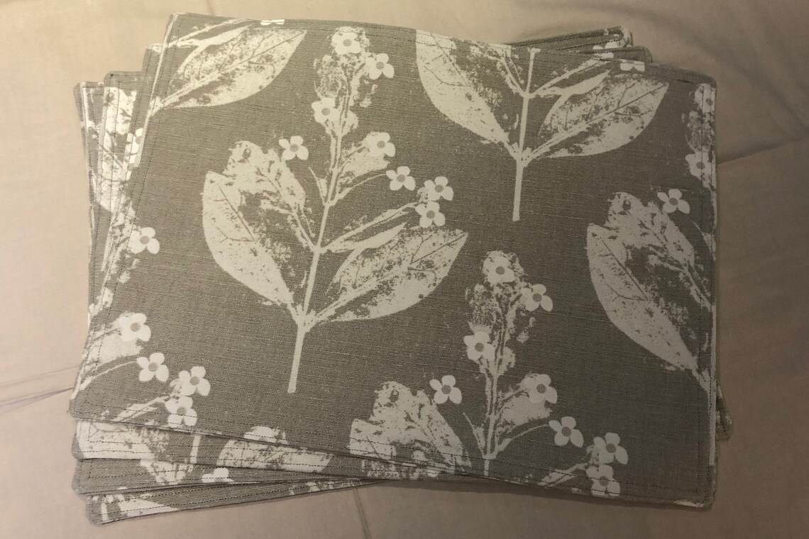 Pack of 4 Placemats Laura Ashley fabric leaves neutral Etsy