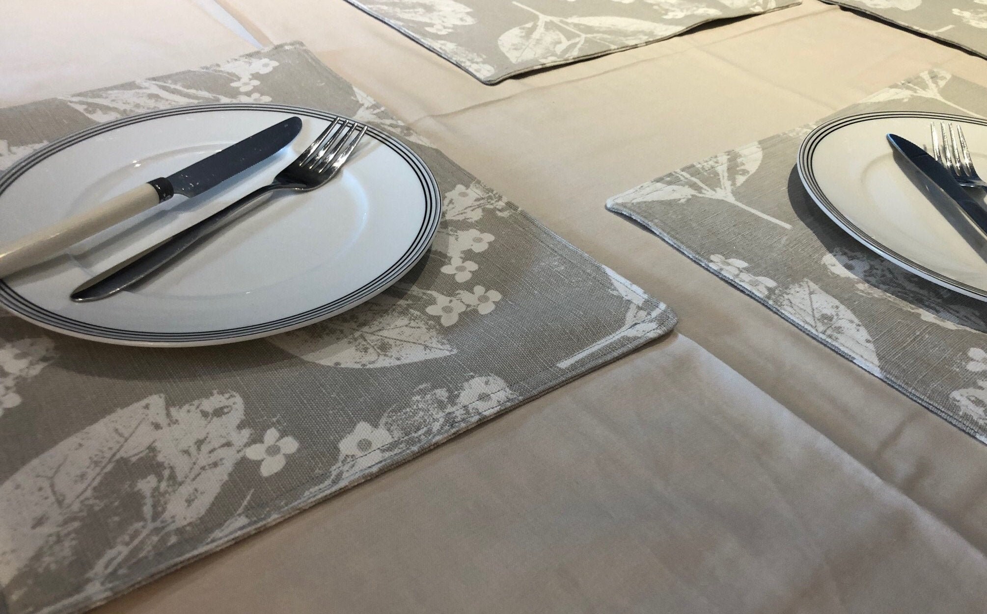 Pack of 4 Placemats Laura Ashley fabric leaves neutral Etsy