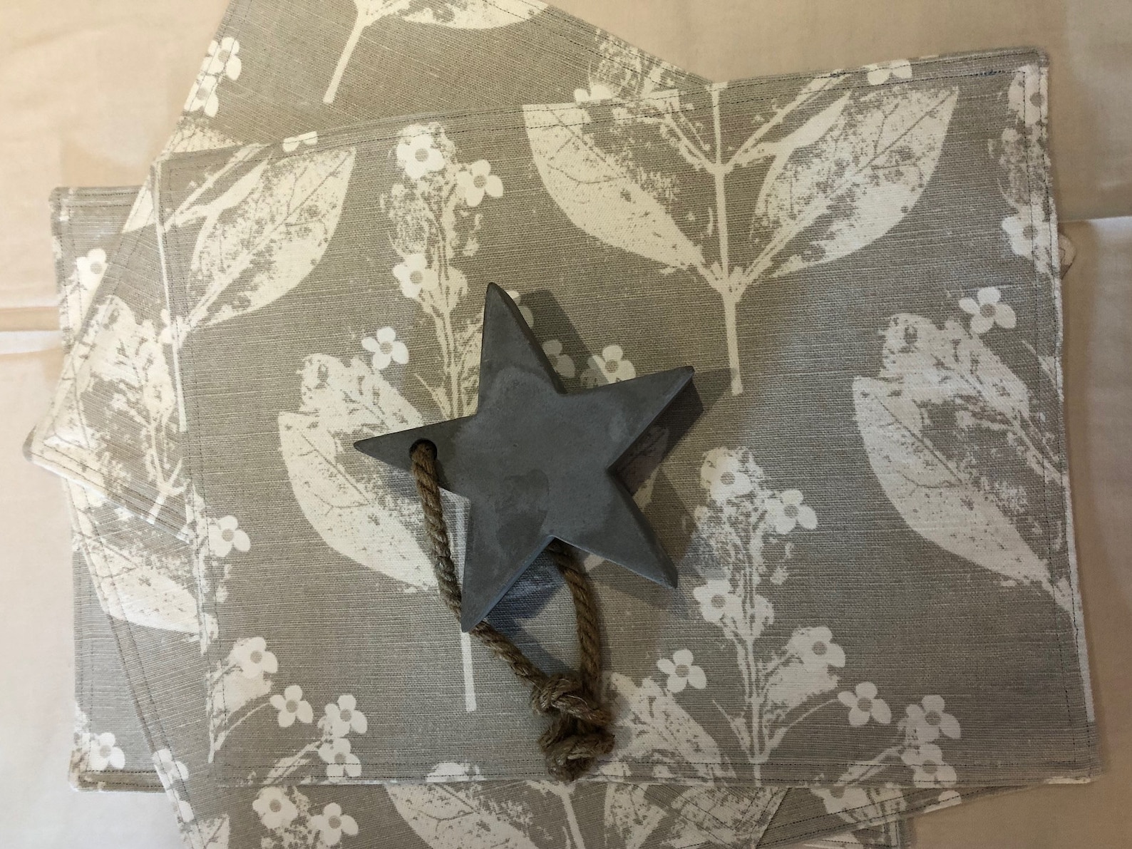 Pack of 4 Placemats Laura Ashley fabric leaves neutral Etsy