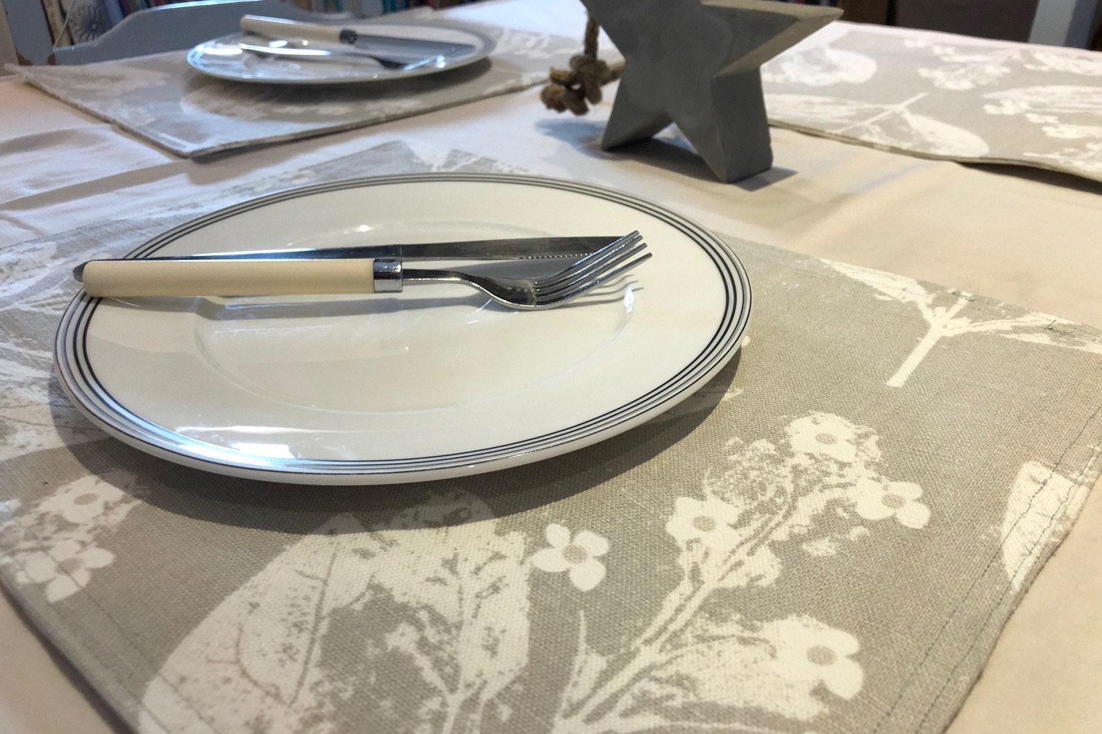 Pack of 4 Placemats Laura Ashley fabric leaves neutral Etsy