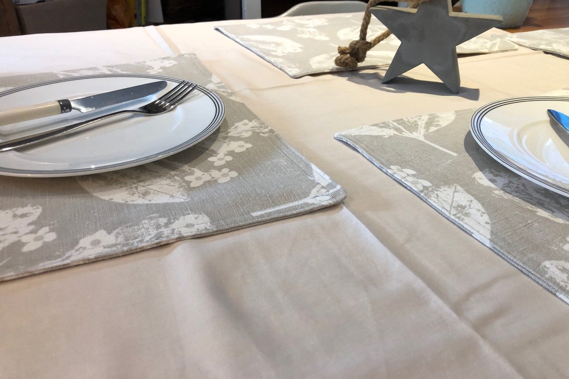Pack of 4 Placemats Laura Ashley fabric leaves neutral Etsy