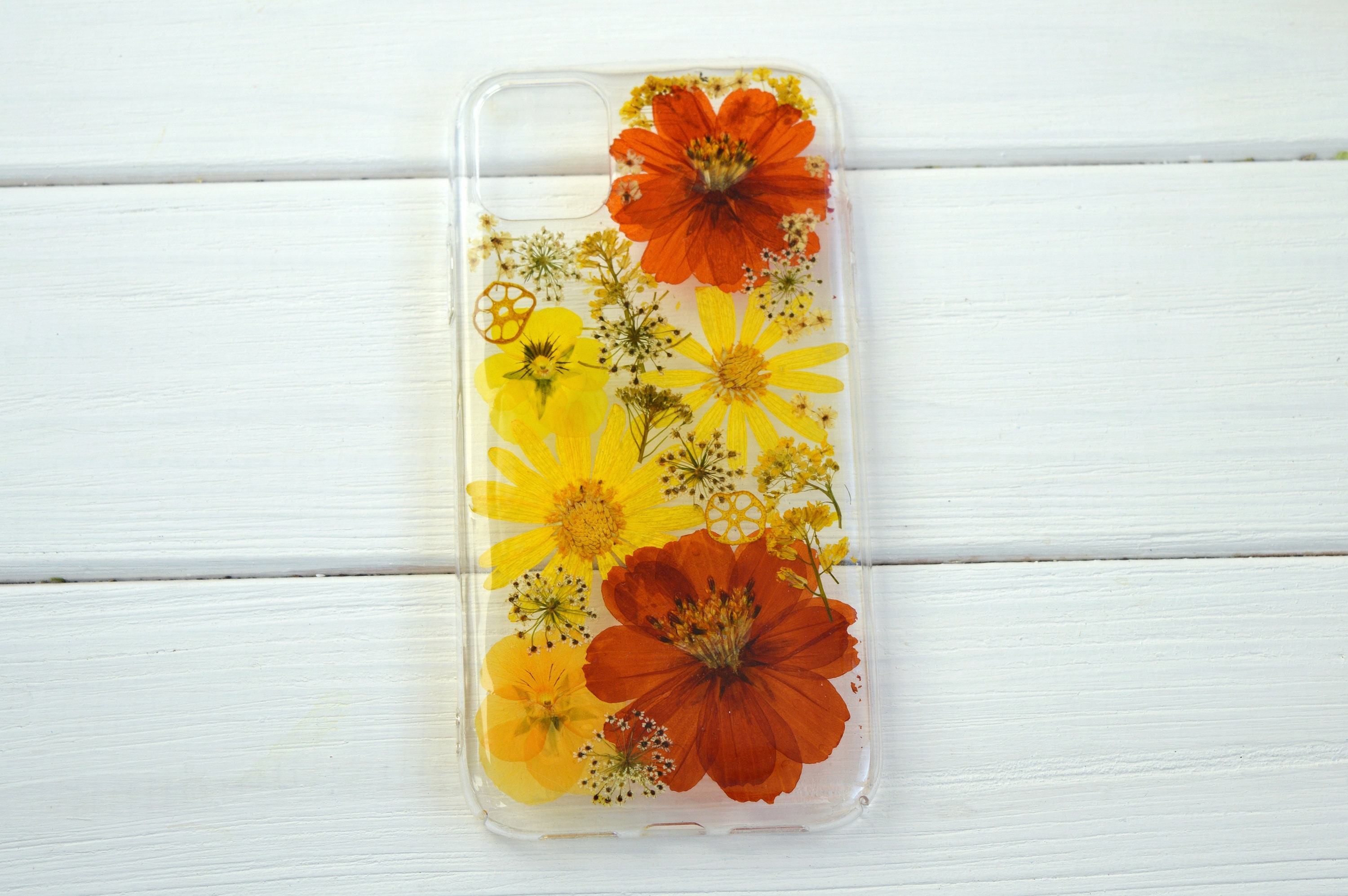 Pressed Flower Iphone 11 Pro Max Case Yellow Iphone Se 7 8 Etsy
