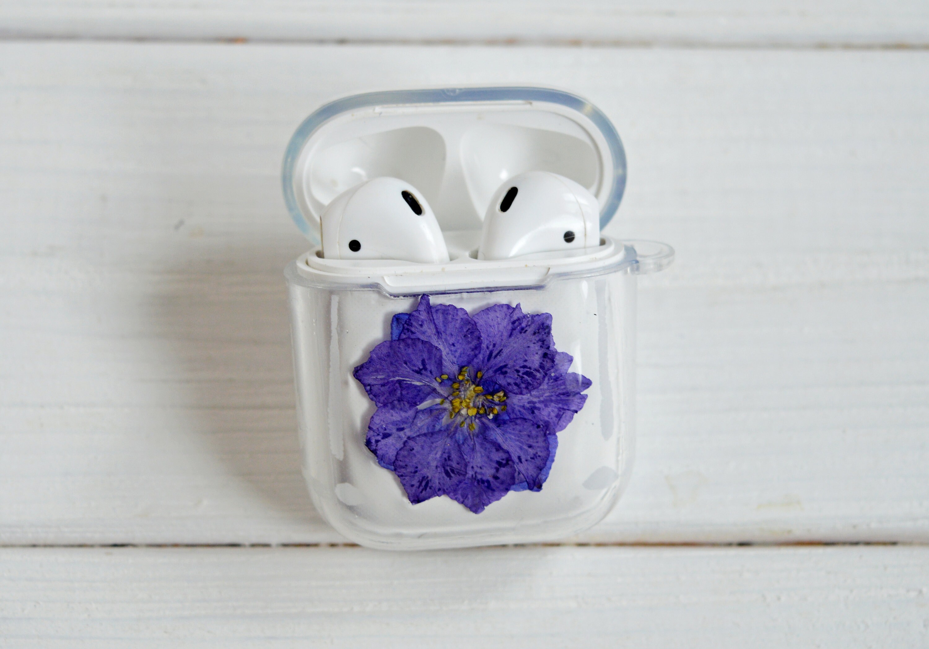 Real Dried Pressed Blue Flower Airpods 1 2 Case Cute Airpod 1 Etsy