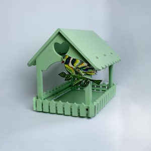 Maison d'oiseaux en bois en gris d'alimentation pour oiseaux Birdhouse  Birdvilla