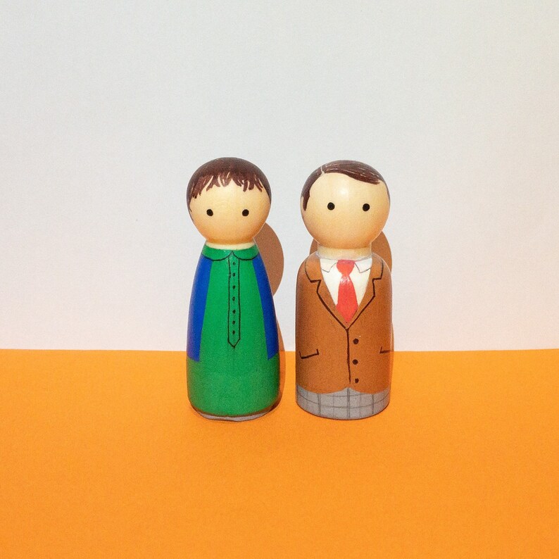 The Tiger Who Came to Tea Peg Dolls Wooden Peg Dolls Hand Painted Dolls