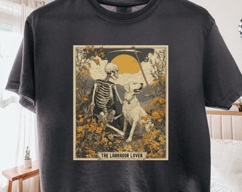 Comfort Colors Labrador Halloween Cropped Shirt, Yellow Lab Skeleton Boxy Tee, Lab Mom Tarot Card Crop Top, Labrador Lover Gifts