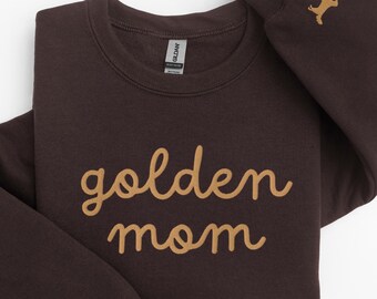 EMBROIDERED Golden Retriever Mom Sweatshirt, Cute Golden Mama Sweater, Gift for Golden Retriever Moms, Wrist Embroidery, Golden Dog Gifts