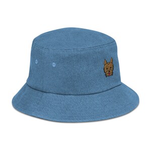 Yorkie Embroidered Bucket Hat, Yorkie Denim Hat, Yorkshire Terrier Hat, Yorkie Mom Gift, Yorkie Gifts, Yorkie Terrier Bucket Hat, Yorkies image 2