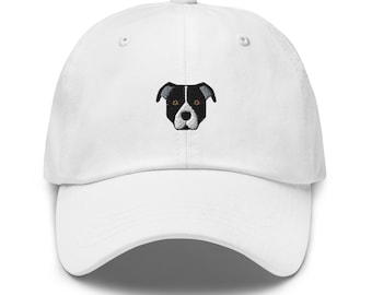Pitbull Baseball Cap, Pit Bull Embroidered Hat, Pittie Mom Gifts, Pibbles, Black and White Pitbull Dad Hat, American Staffordshire Terrier