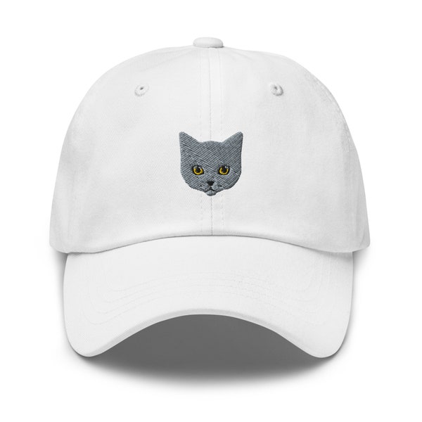 British Shorthair Cap, Russian Blue Cat Embroidered Dad Hat, Chartreux Cat, Blue Cat Embroidery, Korat Cat Gifts, Nebelung Mom Baseball Cap